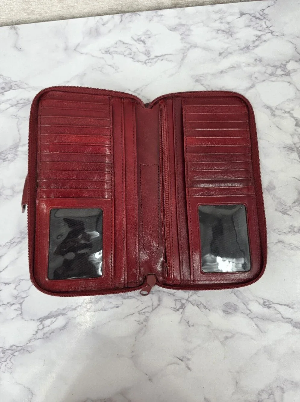 Wilson's Red Leather Passport Holder and Wallet Large Size Vintage Y2K
